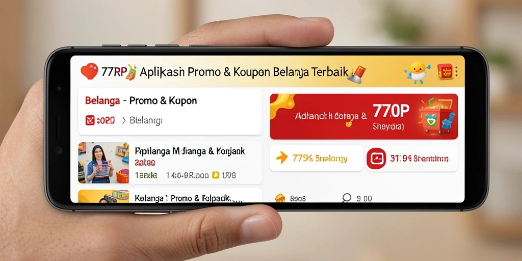 Tampilan antarmuka aplikasi 77RP dengan berbagai kupon menarik.