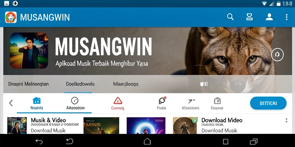 Antarmuka MUSANGWIN dengan fitur Download Musik yang praktis dan mudah digunakan.