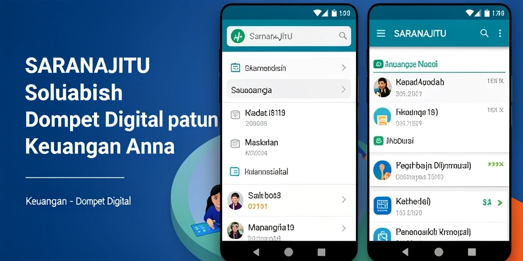 Antarmuka pengguna aplikasi Dompet Digital SARANAJITU yang menarik dan fungsional.