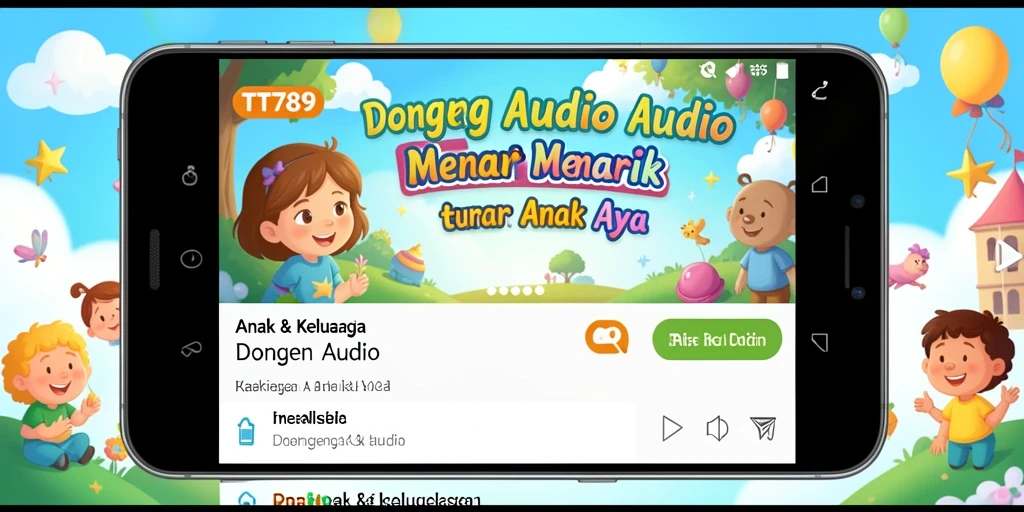 Antarmuka pengguna aplikasi TT789 dengan berbagai pilihan dongeng audio.
